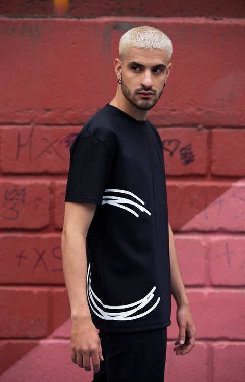 male model wearing sports shirt from lycra sustainable ethical fashion brand HACOY